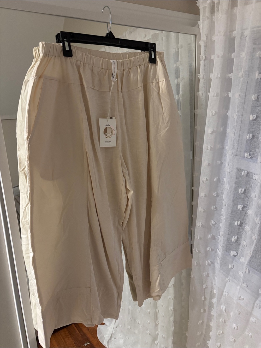 NWT Anthropologie Beige Wide-Leg Drawstring Pants